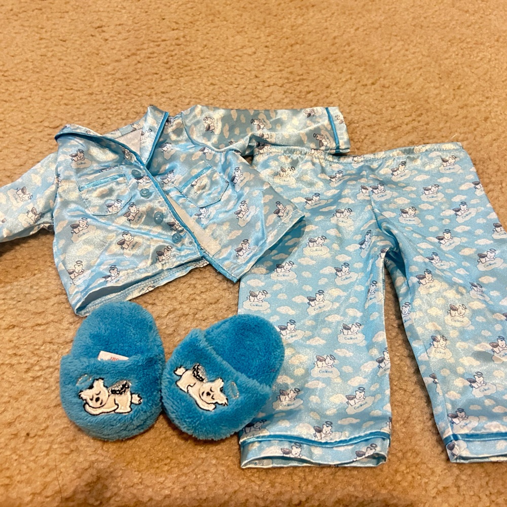 American girl coconut pajamas with slippers outfit